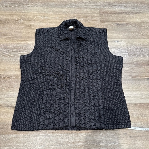 UBU Womens XL Black Textured Crinkle Reversible Boho Packable Vest Casual - Picture 1 of 8